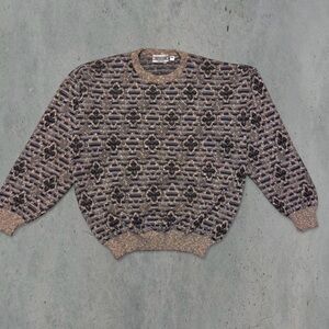 Men's Patterned Sweater - Black and Brown